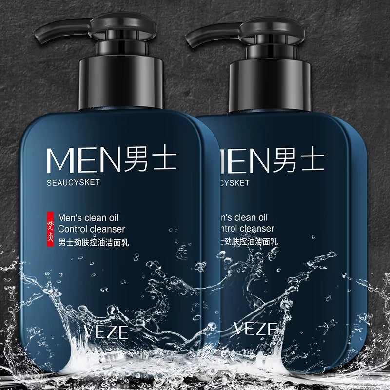2Pcs VENZEN Men’s Facial Cleanser Set – Oil Control, Moisturizing & Refreshing Face Wash for Men
