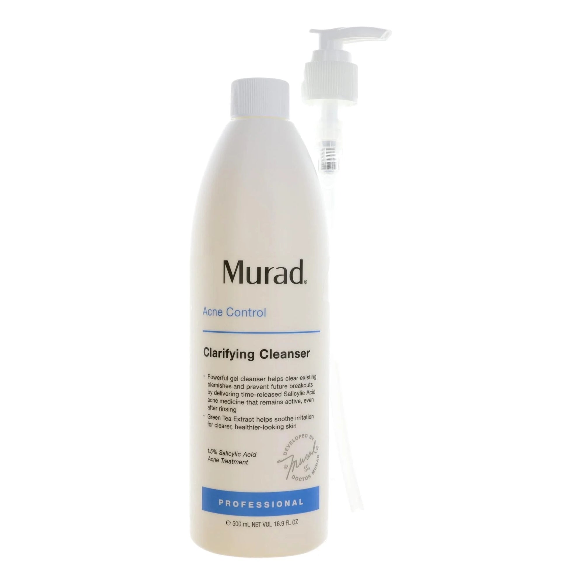 Murad Clarifying Cleanser 16.9 fl oz – Professional-Size Acne Control Gel with Dual-Action Salicylic Acid & Green Tea Extract