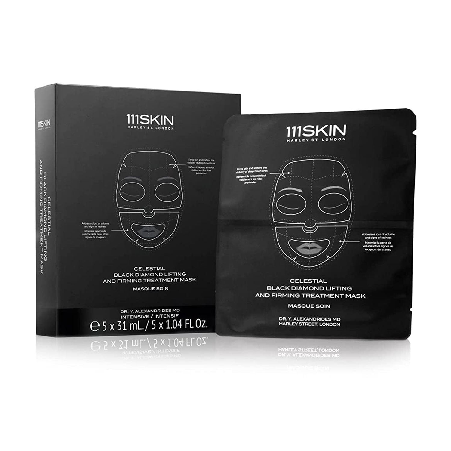 111SKIN Celestial Black Diamond Lifting & Firming Treatment Mask – 5-Piece Set | Anti-Aging Hydrogel Face Masks for Firmness, Hydration & Radiance