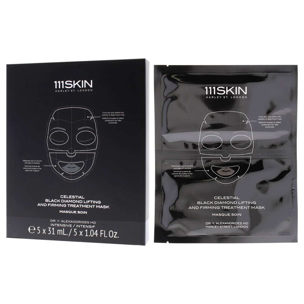 111SKIN Celestial Black Diamond Lifting & Firming Treatment Mask – 5-Piece Set | Anti-Aging Hydrogel Face Masks for Firmness, Hydration & Radiance