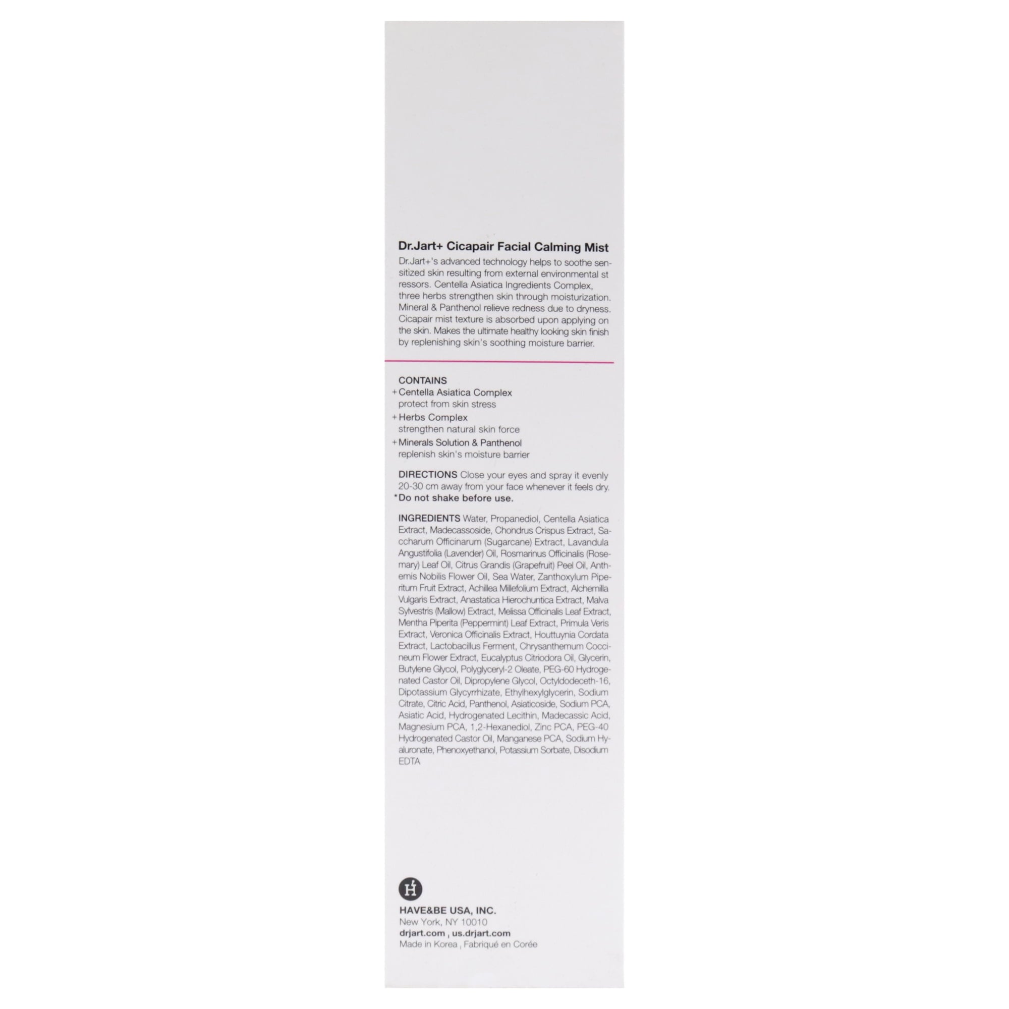 Dr. Jart+ Cicapair Calming Facial Mist 5 Oz – Redness-Reducing Soothing Spray with Centella Asiatica