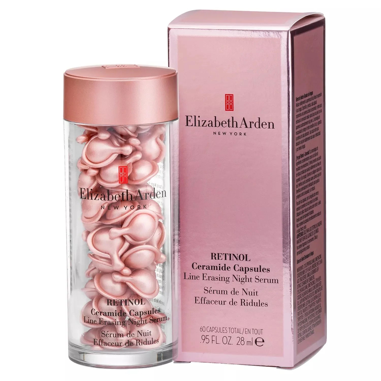 Elizabeth Arden Retinol Ceramide Capsules Line Erasing Night Serum 60 Count – Anti-Aging Night Serum with Retinol and Ceramides