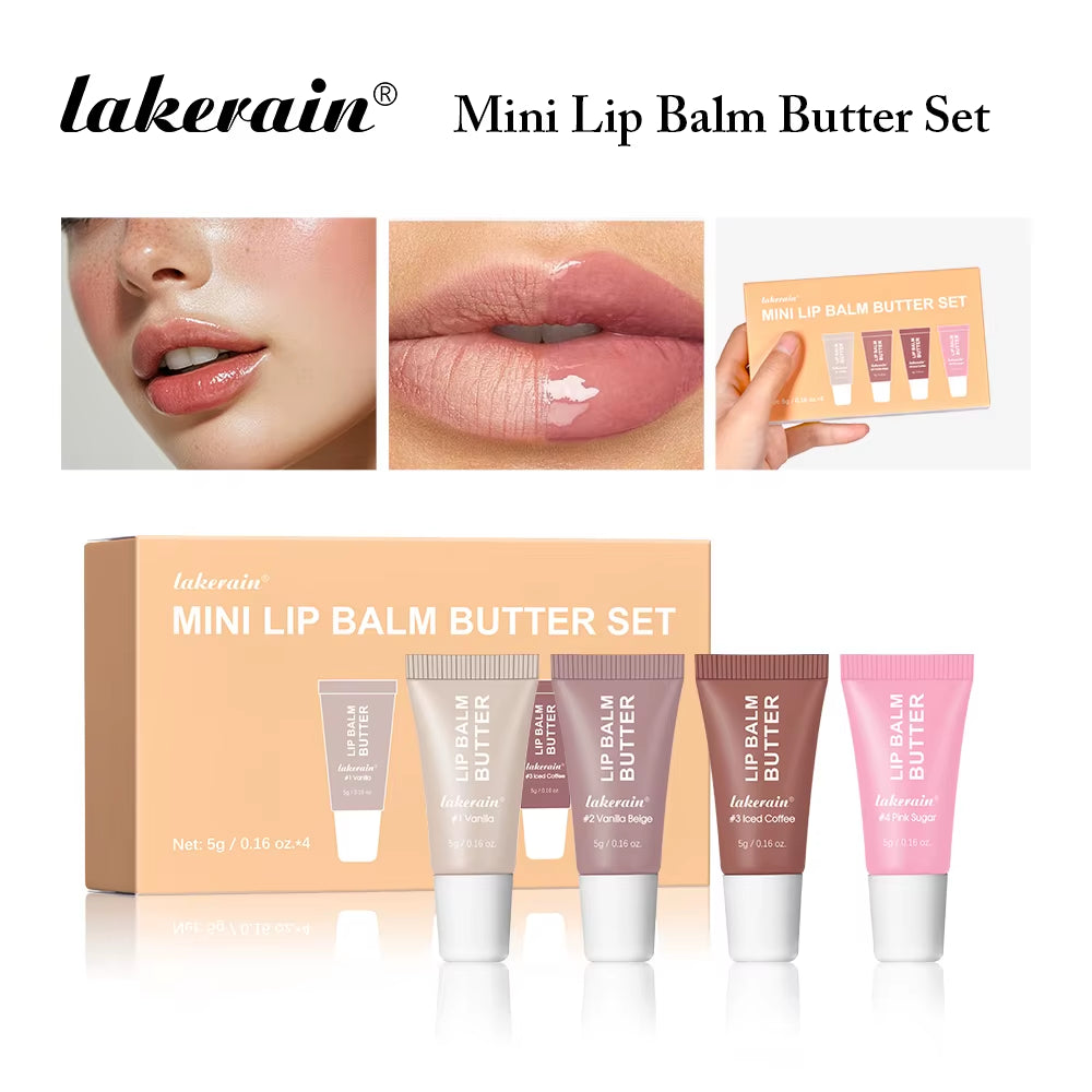 Lakerain Summer Butter Mini Lip Balm Travel Kit – Tinted, Buttery Moisturizing Lip Care Set for All Skin Types