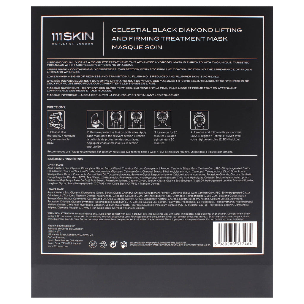 111SKIN Celestial Black Diamond Lifting & Firming Treatment Mask – 5-Piece Set | Anti-Aging Hydrogel Face Masks for Firmness, Hydration & Radiance