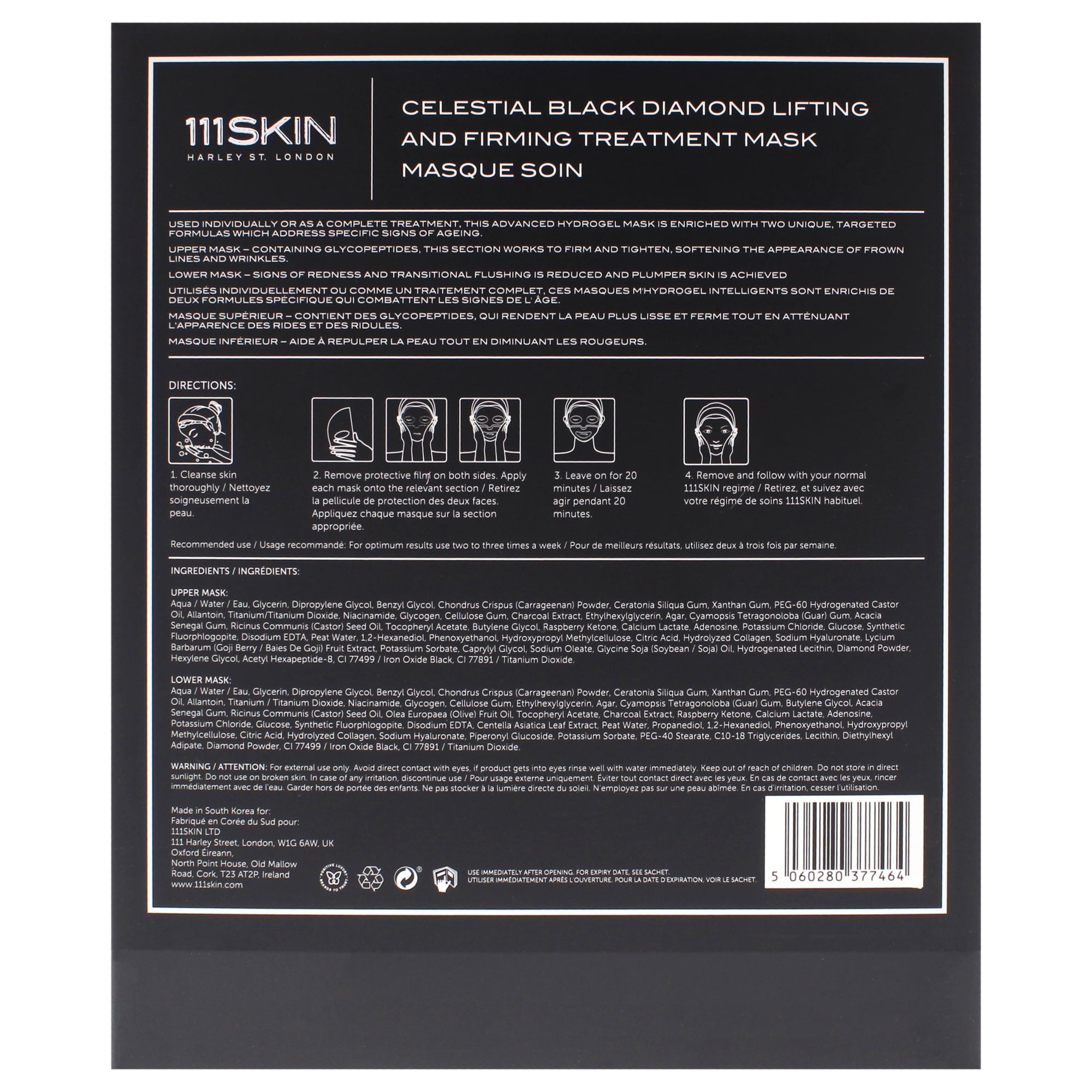 111SKIN Celestial Black Diamond Lifting & Firming Treatment Mask – 5-Piece Set | Anti-Aging Hydrogel Face Masks for Firmness, Hydration & Radiance