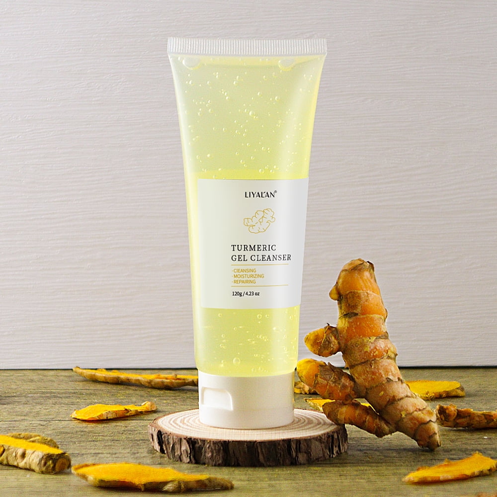 LIYAL’AN Turmeric Facial Cleanser 120ml – Natural Gel Face Wash for Acne Treatment, Oil Control & Skin Brightening