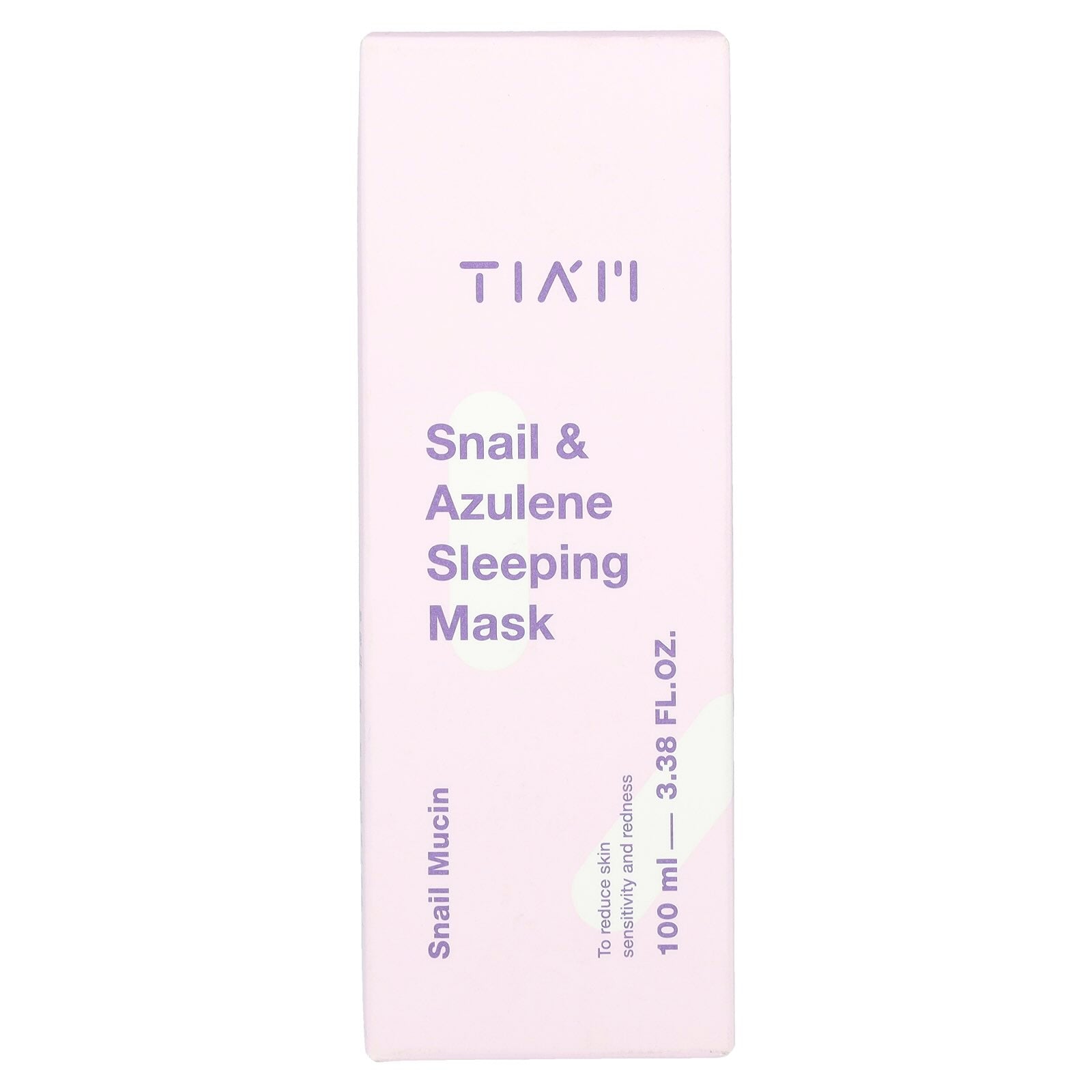 TIAM Snail & Azulene Sleeping Mask packaging, 100ml, for calming overnight skin repair.