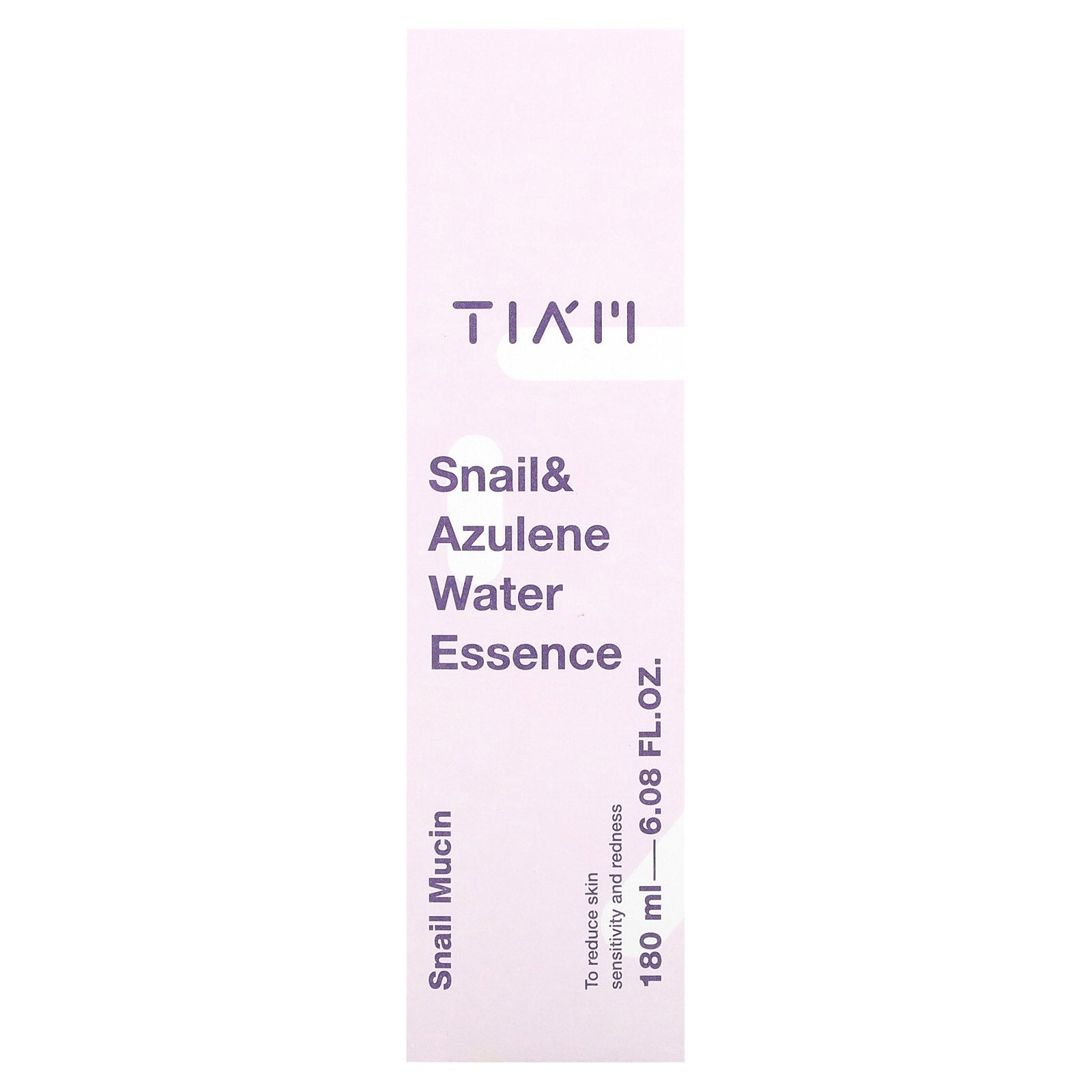 Tiam Snail & Azulene Water Essence 180ml packaging, a calming toner for sensitive skin infused with snail mucin.