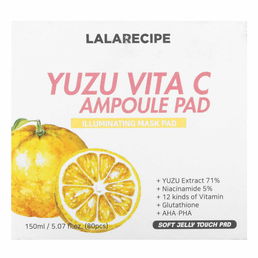 LaLaRecipe Yuzu Vita‑C Ampoule Pad – 80 Pads, 150 ml