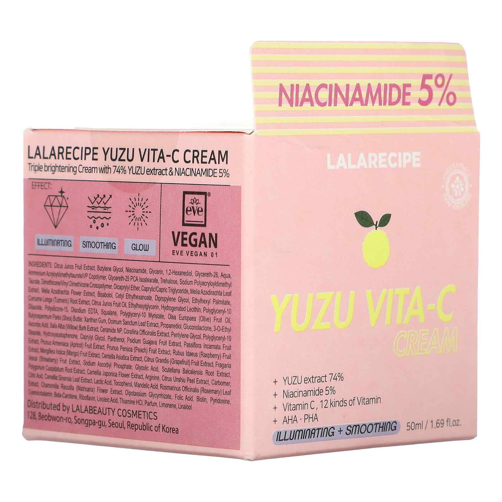 LaLaRecipe Yuzu Vita‑C Brightening Cream – 74% Yuzu, 5% Niacinamide | 50 ml