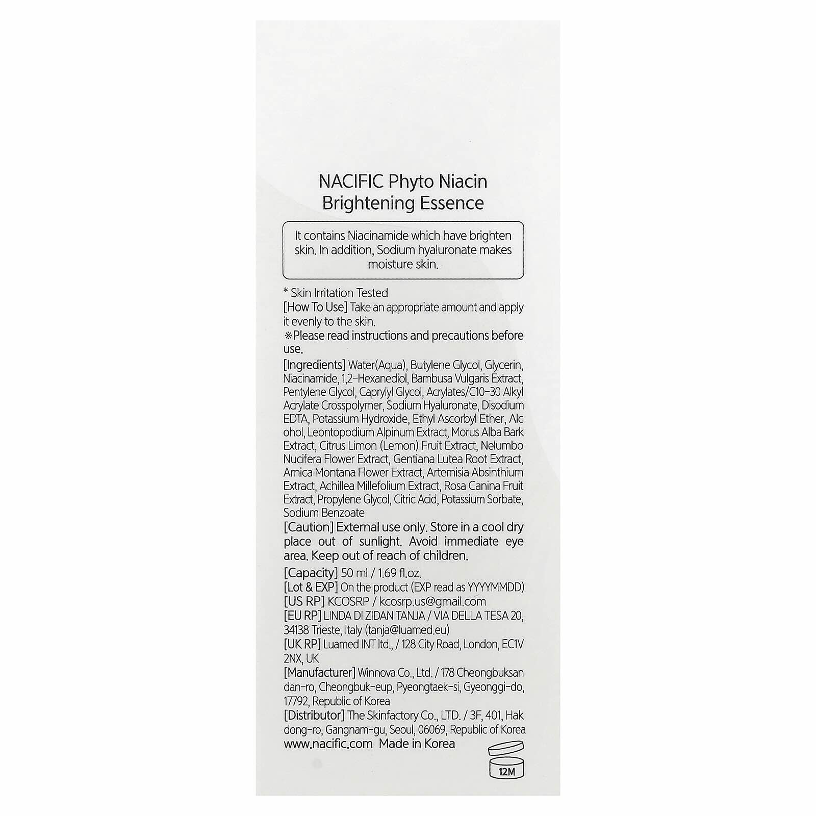 Nacific Phyto Niacin Brightening Essence – 5% Niacinamide & Vitamin C, 50 ml