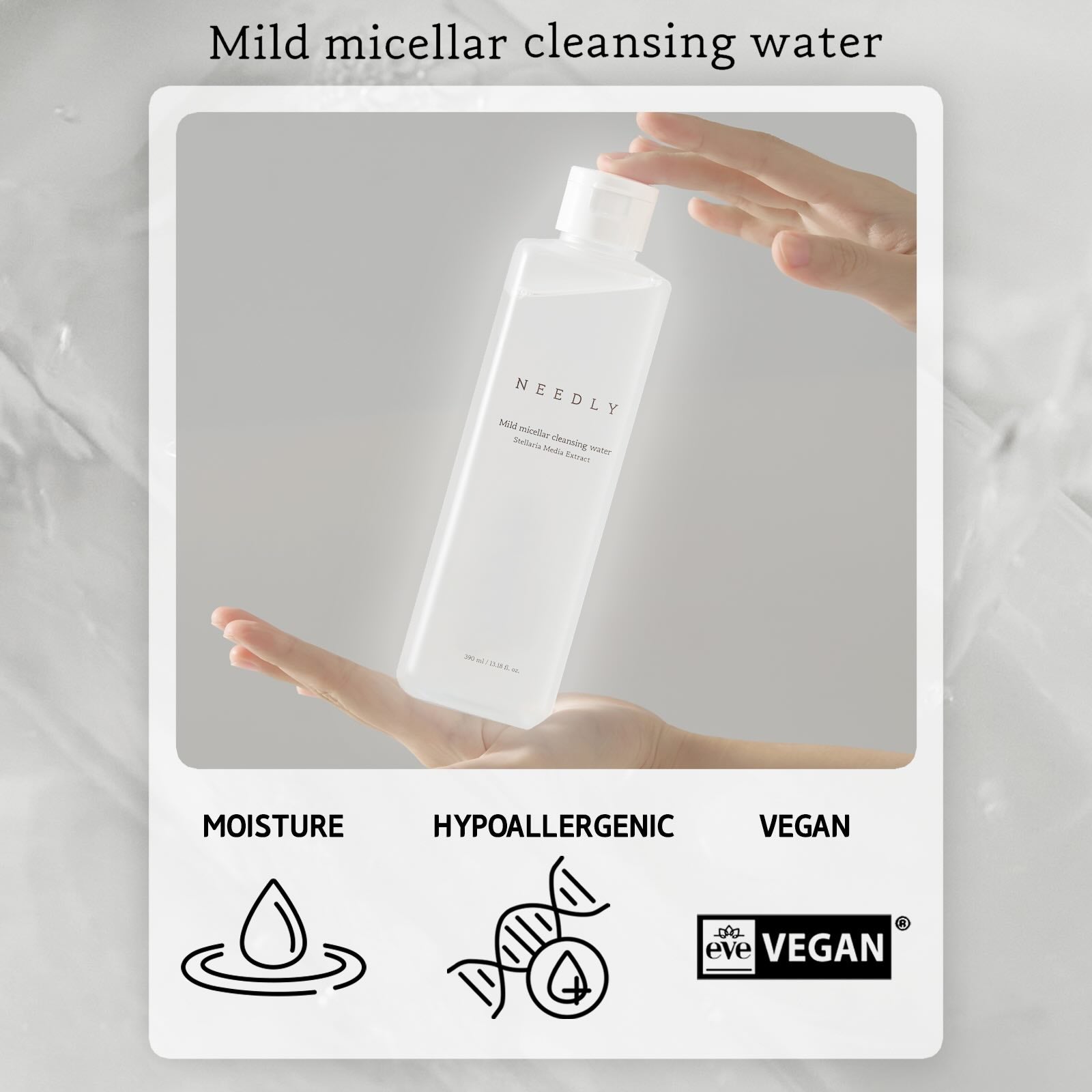 NEEDLY Mild Micellar Cleansing Water – 390 ml Gentle & Hydrating Cleanser