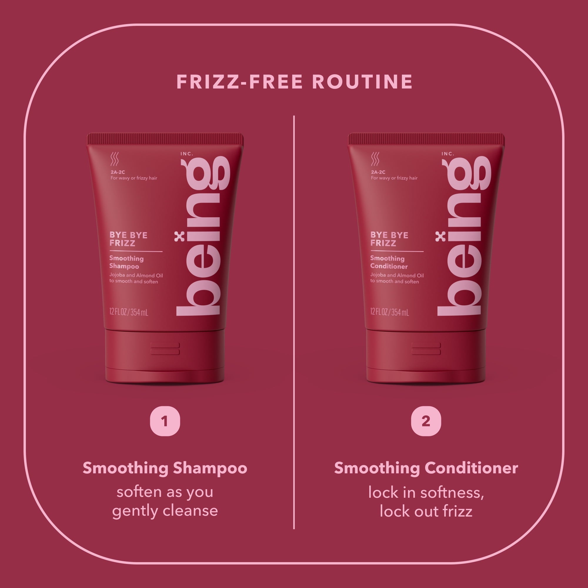 Being BYE BYE FRIZZ Smoothing Shampoo – Anti-Frizz Shampoo with Jojoba & Almond Oil, 12 fl oz