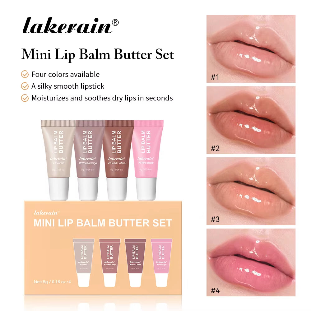 Lakerain Summer Butter Mini Lip Balm Travel Kit – Tinted, Buttery Moisturizing Lip Care Set for All Skin Types
