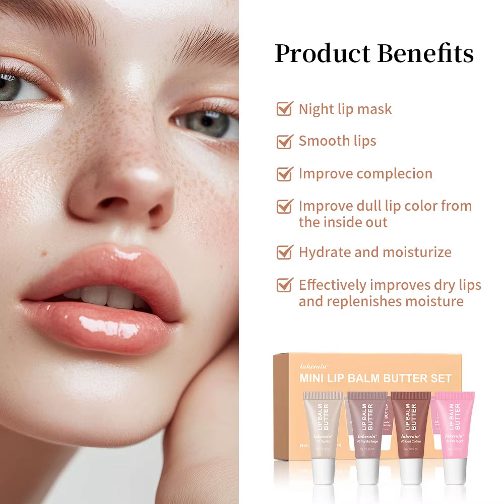Lakerain Summer Butter Mini Lip Balm Travel Kit – Tinted, Buttery Moisturizing Lip Care Set for All Skin Types