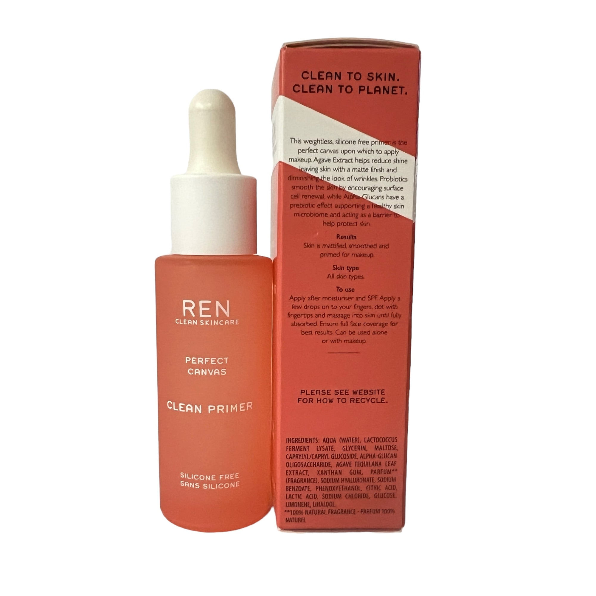 REN Clean Skincare Perfect Canvas Clean Primer – 30ml / 1.02 oz | Silicone-Free, Probiotic-Infused Makeup Primer | Smooths, Mattifies & Enhances Skin Microbiome