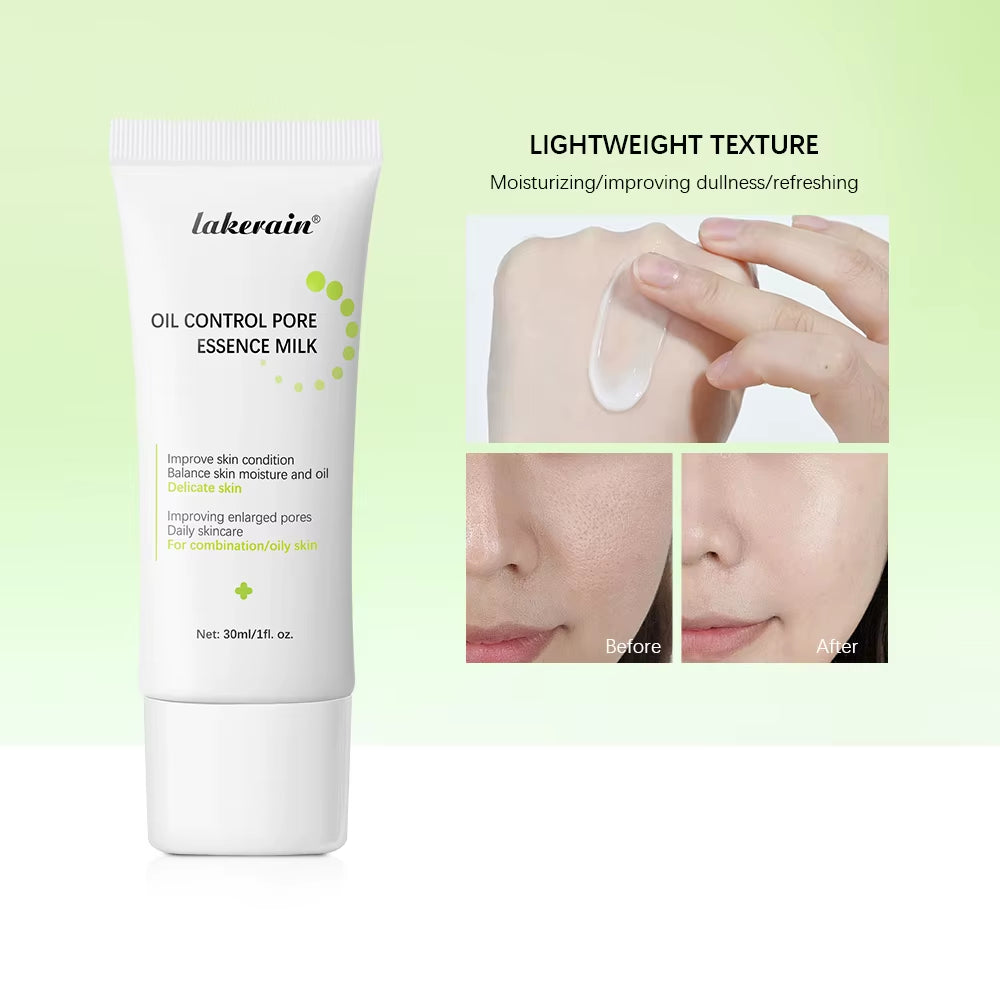 Lakerain Milk Pore Minimizer Essence Face Primer – Shine Control, Wrinkle Blurring & Long-Lasting Makeup Base, 30ml