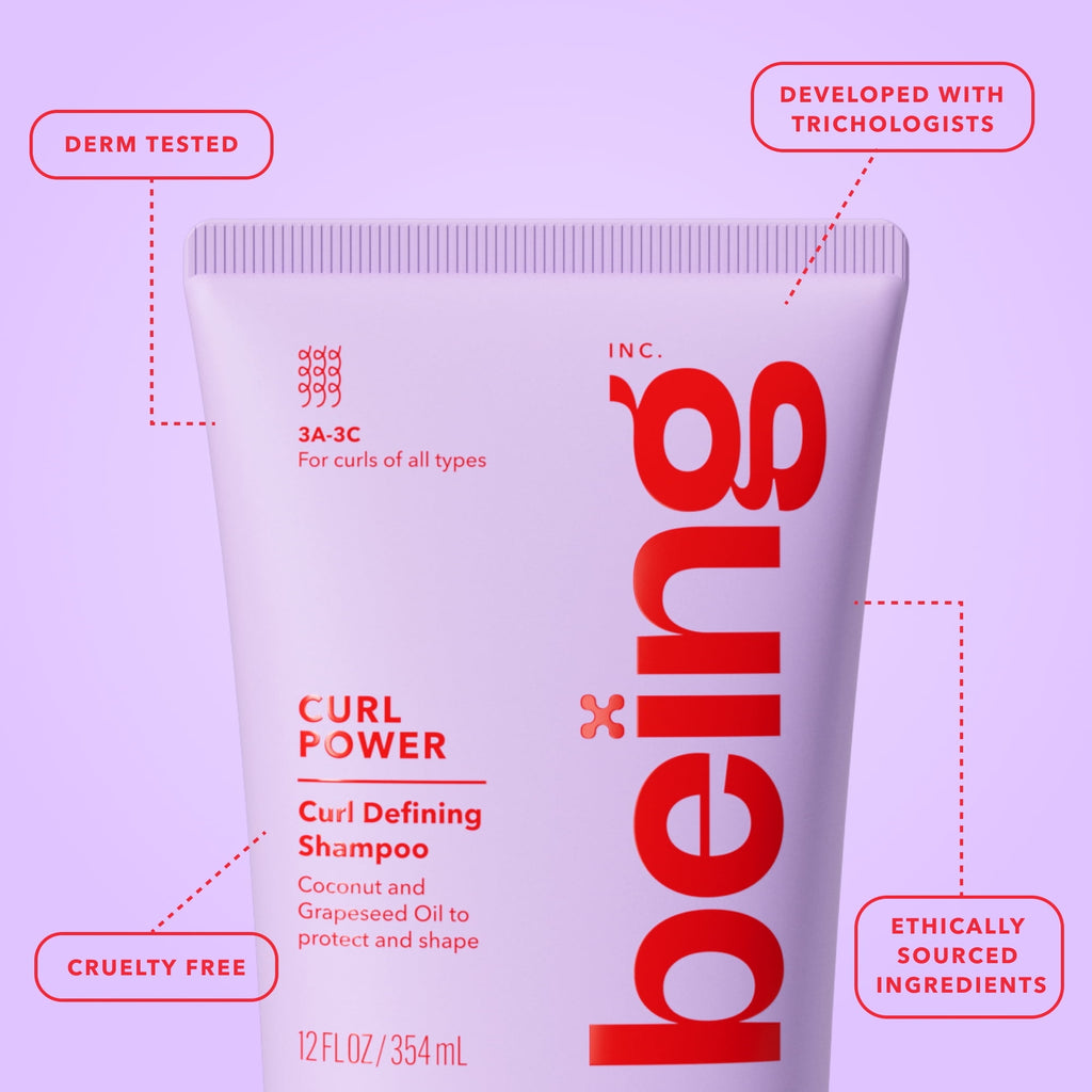 Being CURL POWER Curl Defining Shampoo – Nourishing Cleanser with Coconut & Grapeseed Oil for Curly Hair, 12 fl oz