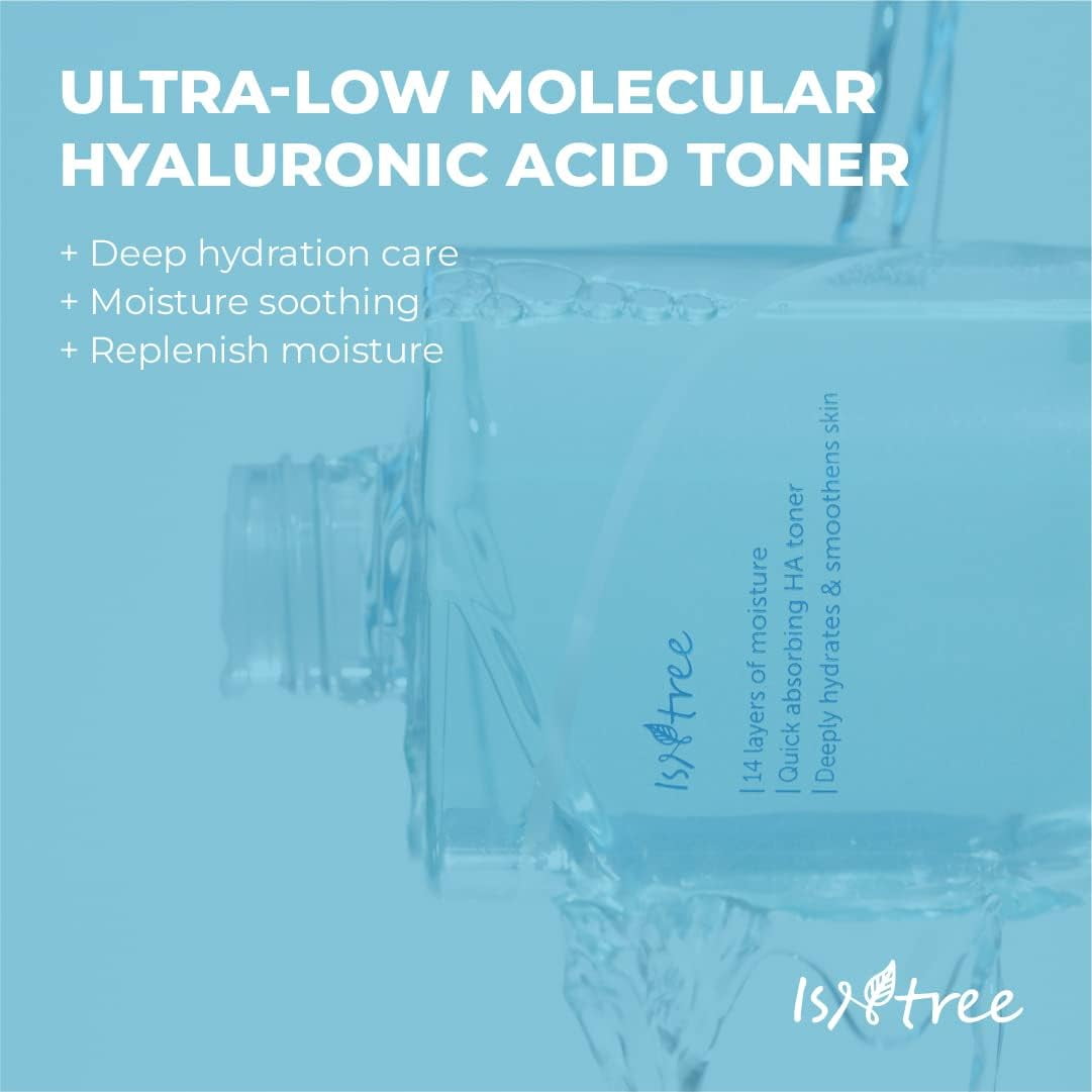 ISNTREE Ultra-Low Molecular Hyaluronic Acid Toner – Deep Hydration Facial Toner for Sensitive Skin, 300ml / 10.14 Fl Oz
