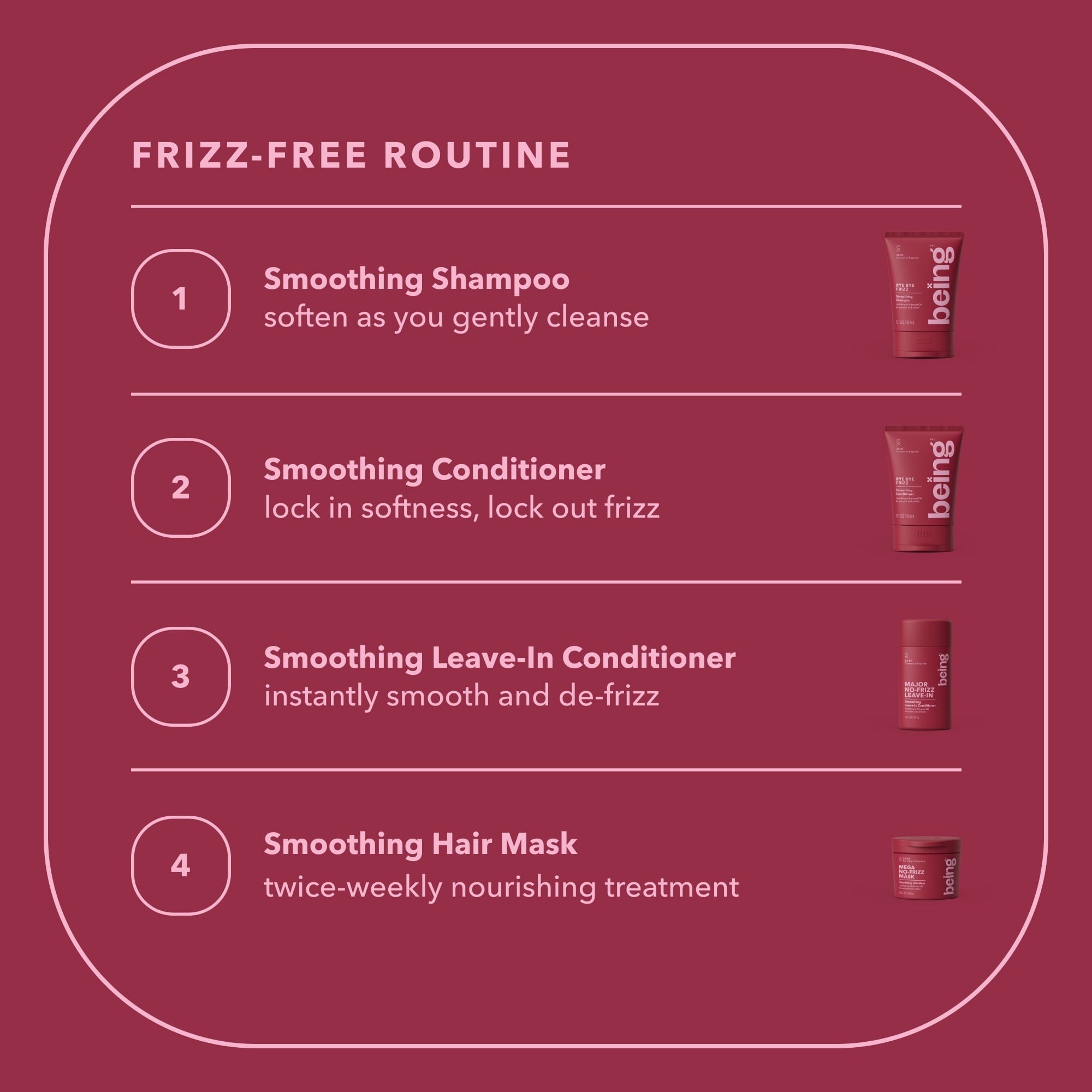 Being BYE BYE FRIZZ Smoothing Shampoo – Anti-Frizz Shampoo with Jojoba & Almond Oil, 12 fl oz