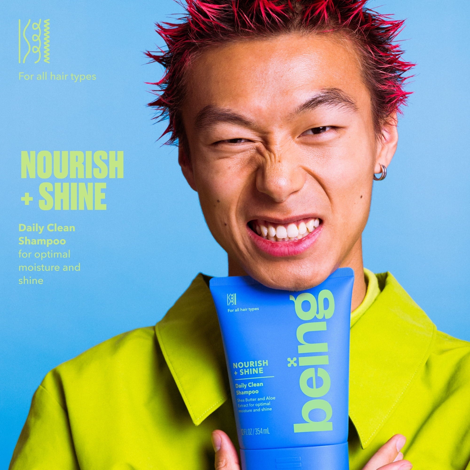 Being NOURISH + SHINE Daily Clean Shampoo – Shea & Aloe Extract for All Hair Types, 12 fl oz