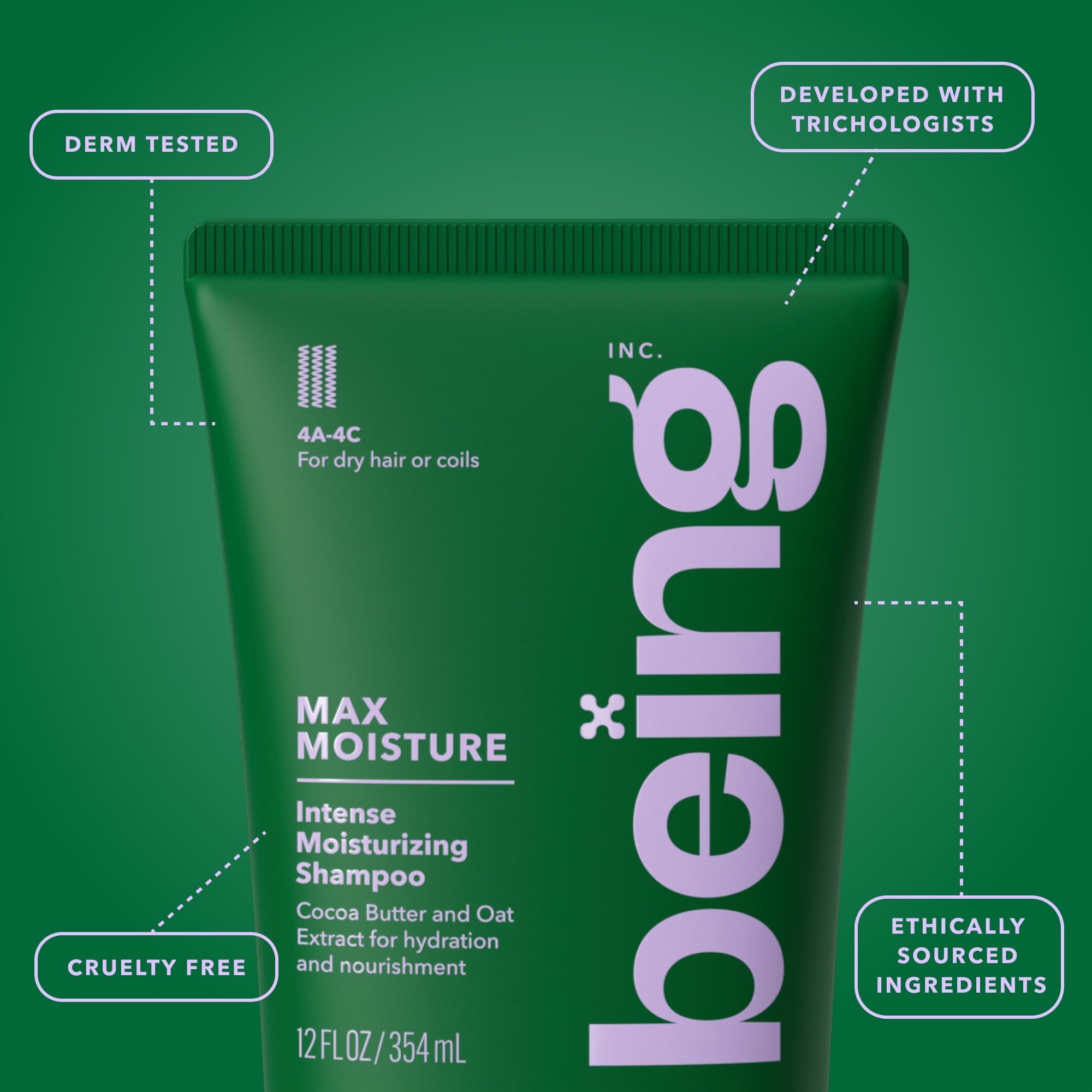 Being MAX MOISTURE Moisturizing Shampoo – For Dry Hair & Coils with Cocoa & Oat Extract, 12 fl oz