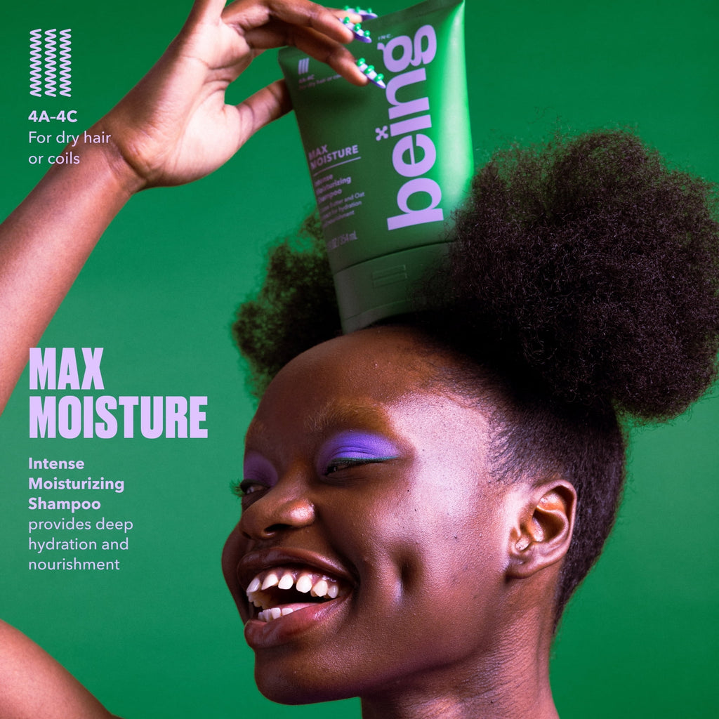 Being MAX MOISTURE Moisturizing Shampoo – For Dry Hair & Coils with Cocoa & Oat Extract, 12 fl oz