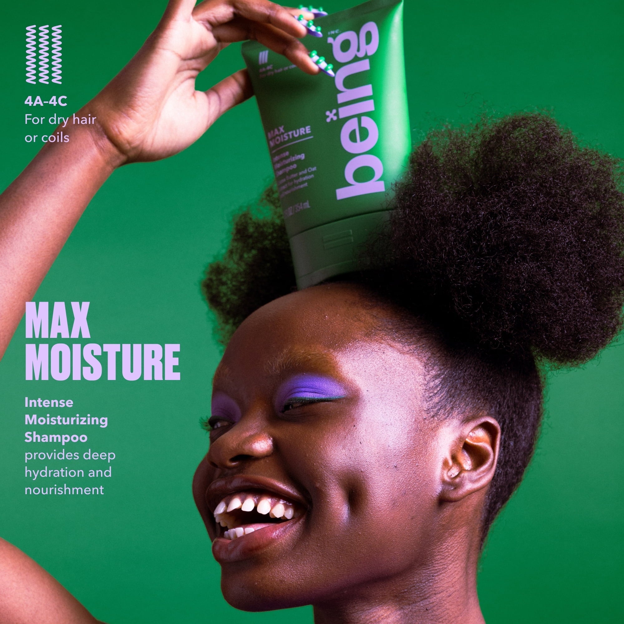 Being MAX MOISTURE Moisturizing Shampoo – For Dry Hair & Coils with Cocoa & Oat Extract, 12 fl oz