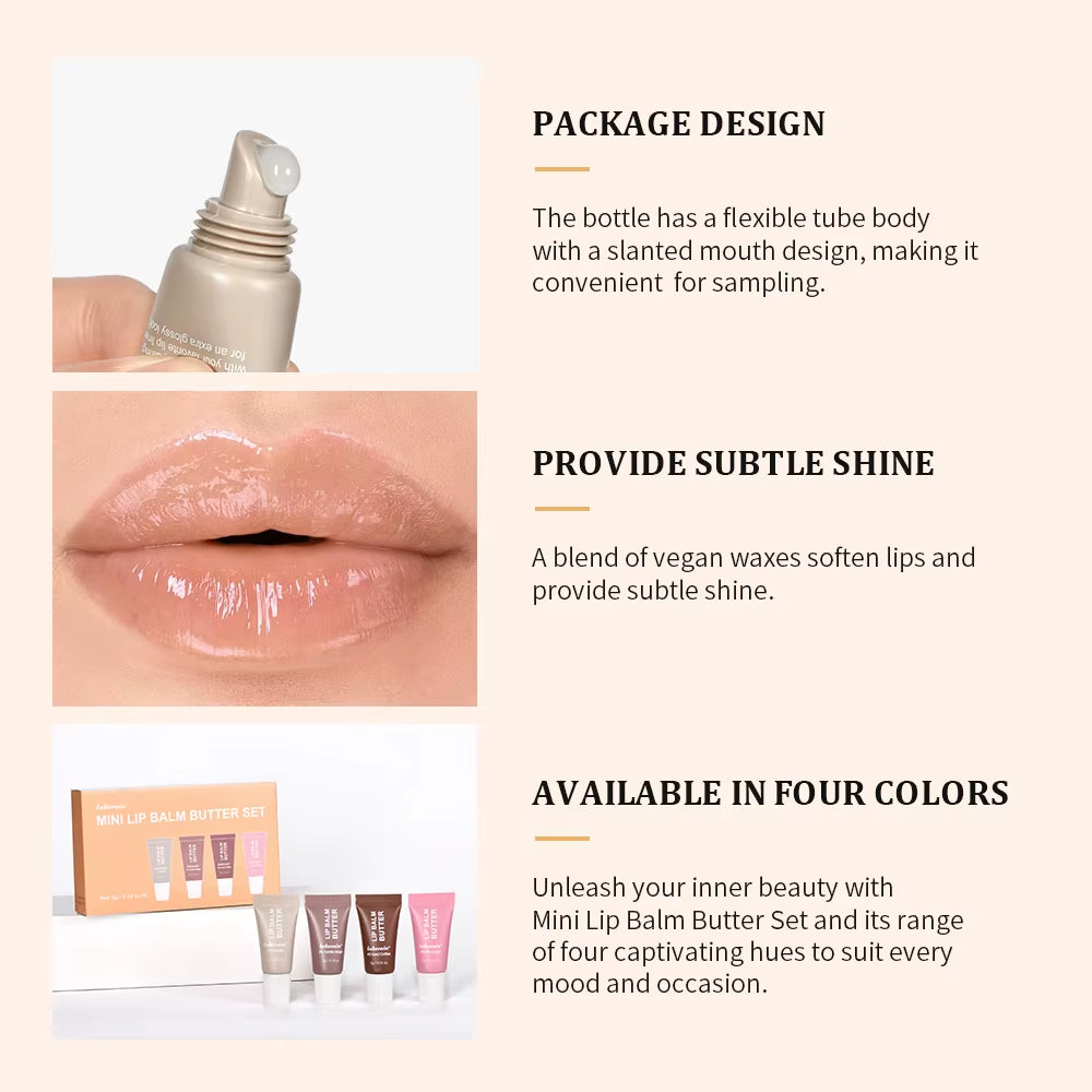 Lakerain Summer Butter Mini Lip Balm Travel Kit – Tinted, Buttery Moisturizing Lip Care Set for All Skin Types