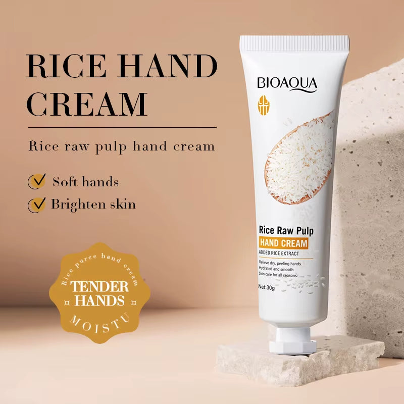 BIOAQUA White Rice Hand Cream – Moisturizing, Brightening & Nourishing Skincare for Dry Hands