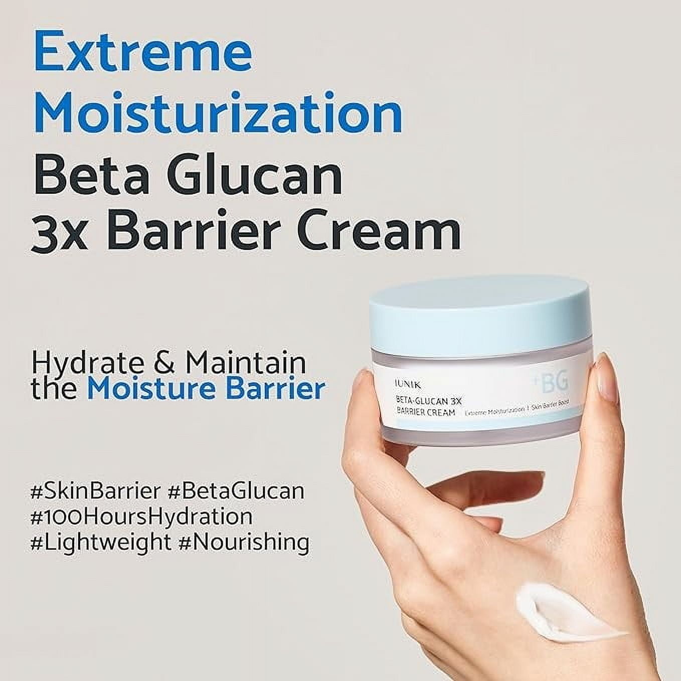 IUNIK Beta-Glucan 3X Barrier Moisture Cream – Deep Hydration & Fast-Absorbing Moisturizer for Sensitive Dry Skin, with Shea Butter & Panthenol