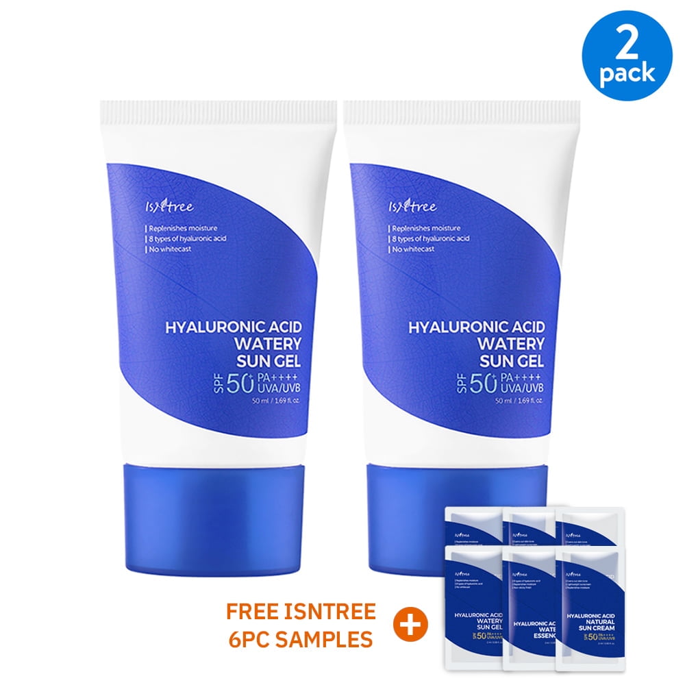 Isntree Hyaluronic Acid Watery Sun Gel SPF 50 PA++++ UVA/UVB Protection (2-Pack) – Lightweight & Hydrating Sunscreen, 50ml / 1.69 Fl.Oz. Each