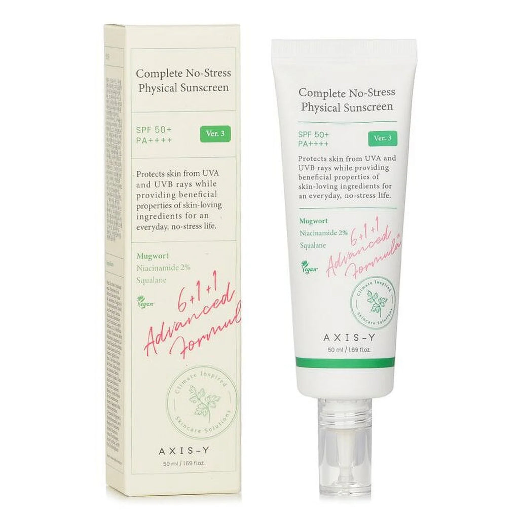 AXIS-Y Complete No-Stress Physical Sunscreen SPF 50+ PA++++ – Calming Broad-Spectrum Sun Protection, 1.69 fl oz / 50ml 
