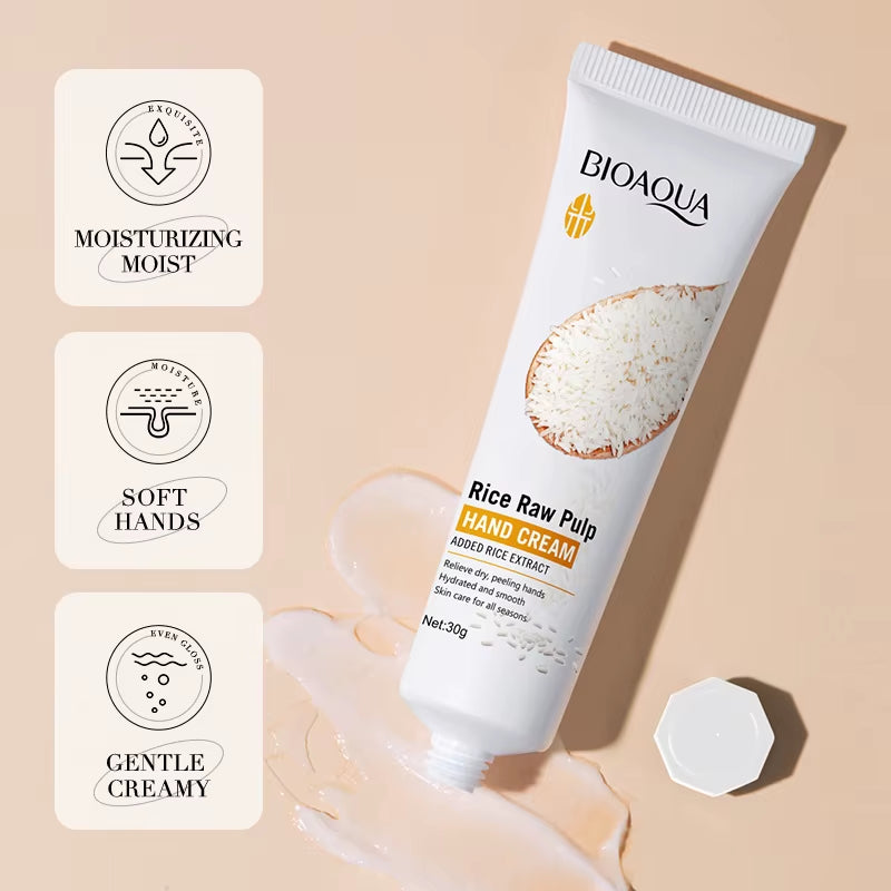 BIOAQUA White Rice Hand Cream – Moisturizing, Brightening & Nourishing Skincare for Dry Hands