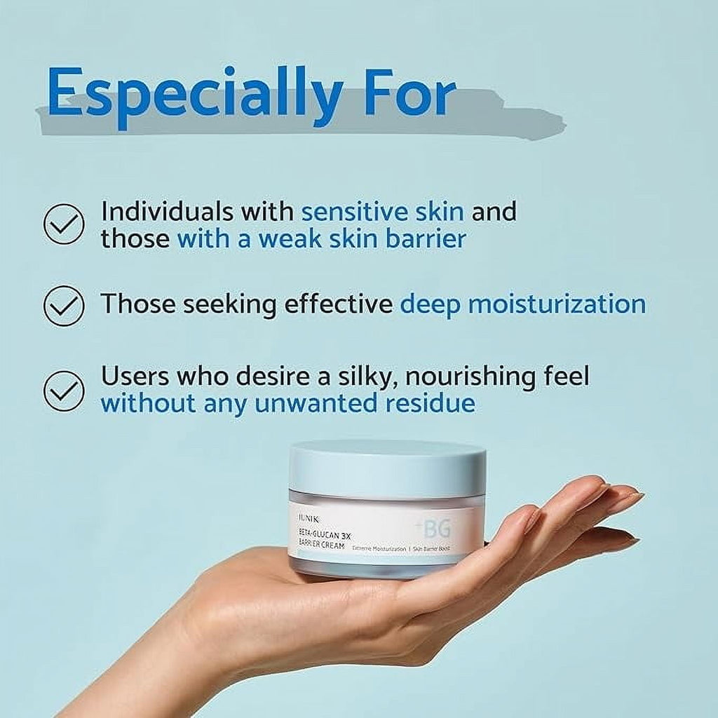 IUNIK Beta-Glucan 3X Barrier Moisture Cream – Deep Hydration & Fast-Absorbing Moisturizer for Sensitive Dry Skin, with Shea Butter & Panthenol