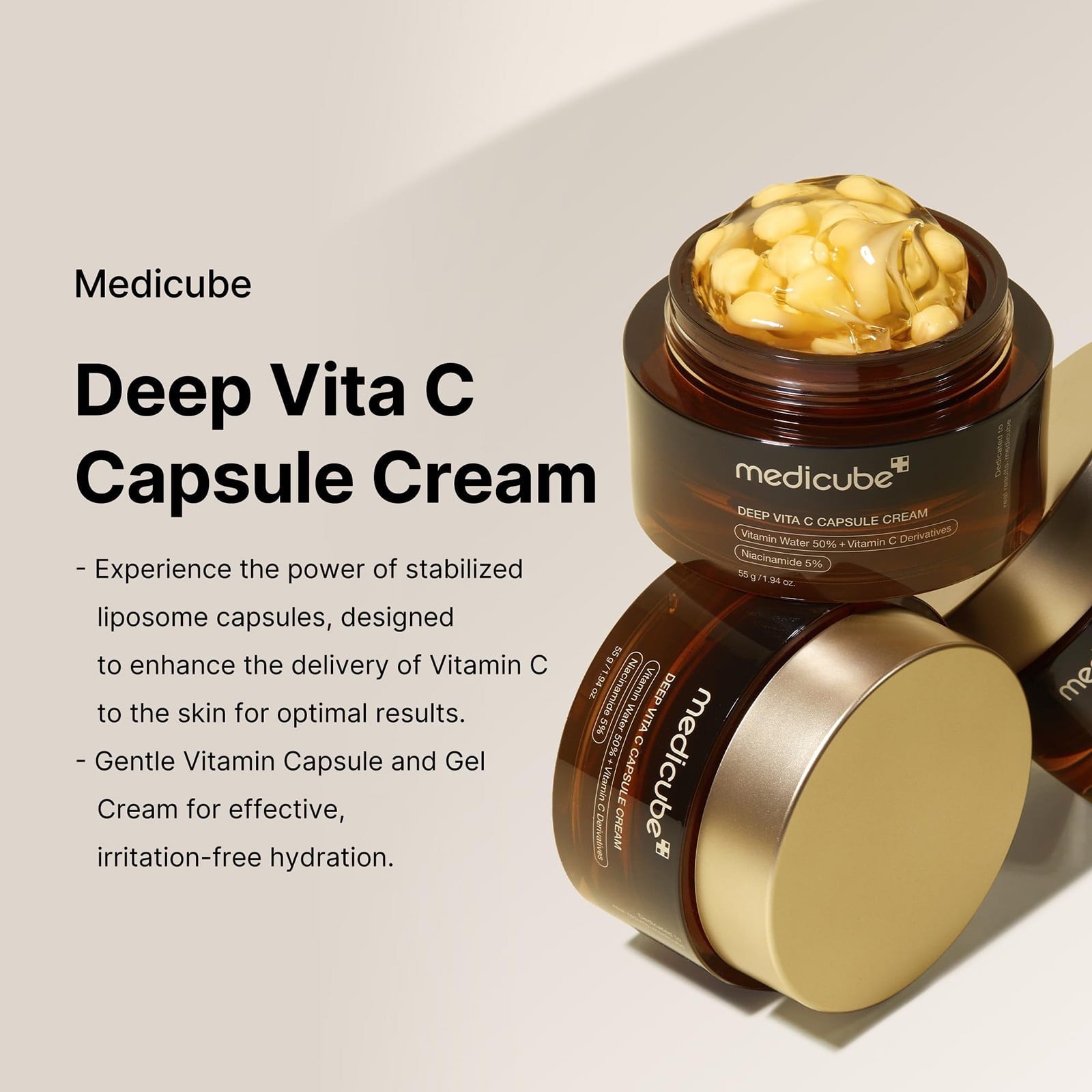 Medicube Deep Vitamin C Golden Gel Moisturizer – Anti-Wrinkle, Hydrating, Radiance Boosting Korean Skincare (1.94 oz)