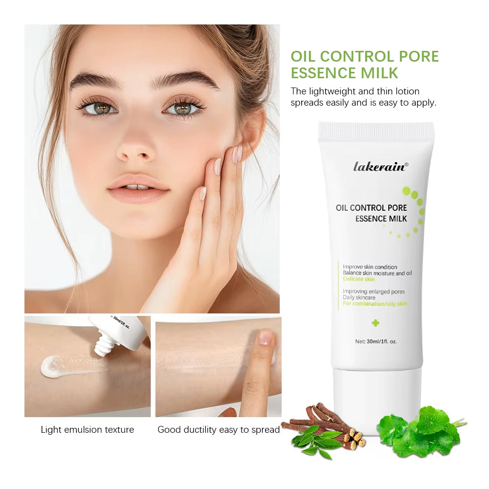 Lakerain Milk Pore Minimizer Essence Face Primer – Shine Control, Wrinkle Blurring & Long-Lasting Makeup Base, 30ml