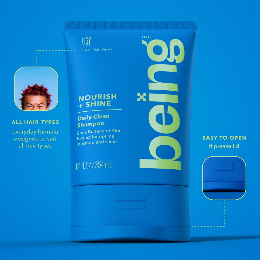 Being NOURISH + SHINE Daily Clean Shampoo – Shea & Aloe Extract for All Hair Types, 12 fl oz