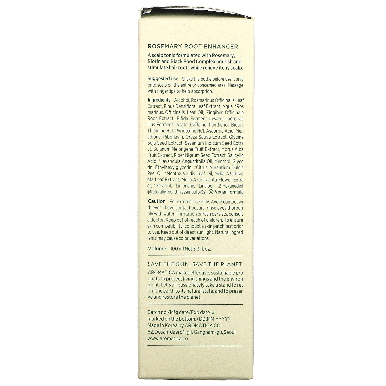 Aromatica Rosemary Root Enhancer – Scalp Tonic for Hair Strength & Growth (100ml)