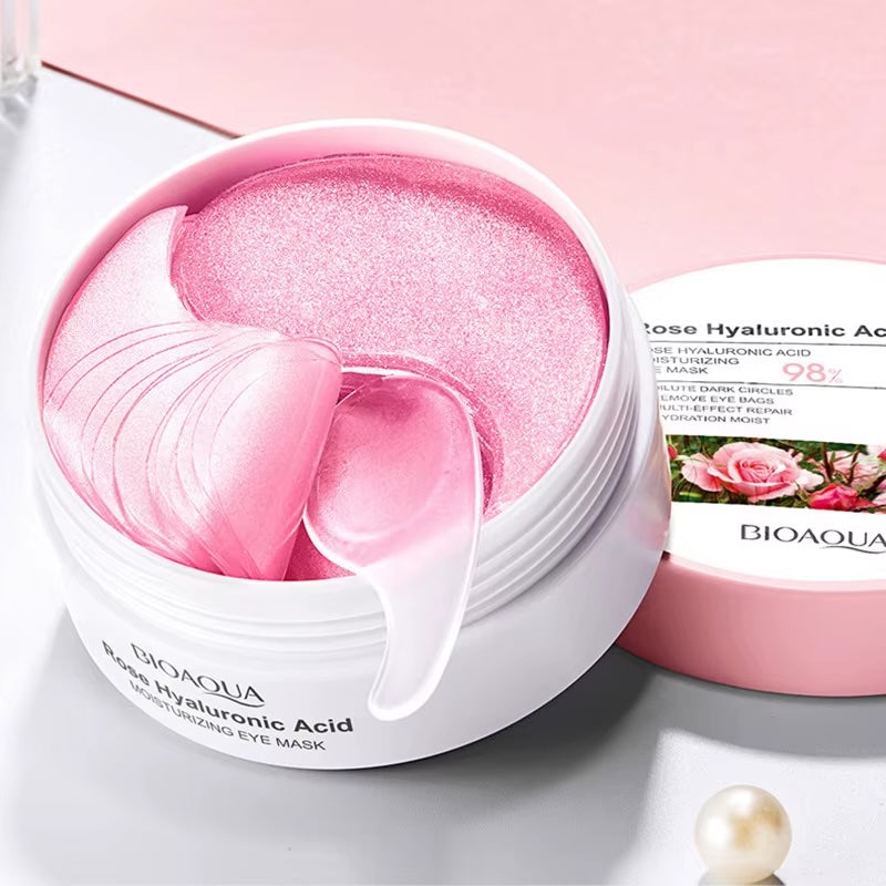 BIOAQUA Rose Hyaluronic Acid Eye Mask – 60 Pcs | Moisturizing, Firming & Anti-Dark Circles Eye Patches for Puffy Eyes & Eye Bags