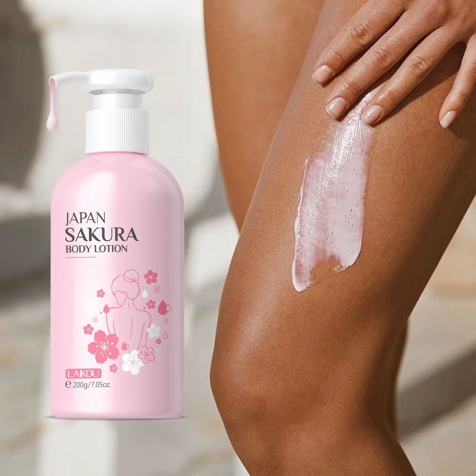 LAIKOU Japan Sakura Cherry Blossom Body Cream – Deep Moisturizing Lotion for Smooth & Radiant Skin, 200g | Daily Skincare Essential & Holiday Gift Idea