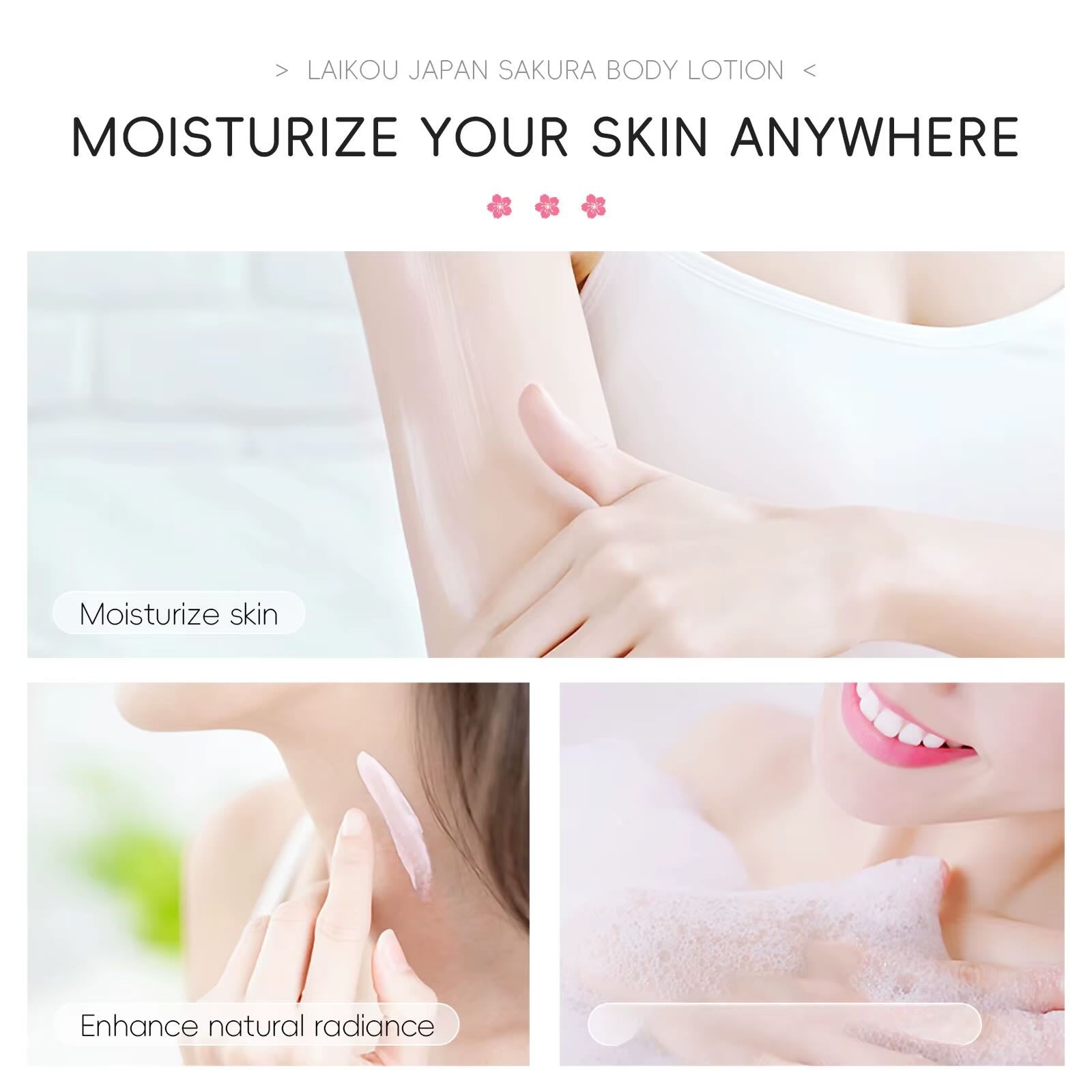 LAIKOU Japan Sakura Cherry Blossom Body Cream – Deep Moisturizing Lotion for Smooth & Radiant Skin, 200g | Daily Skincare Essential & Holiday Gift Idea