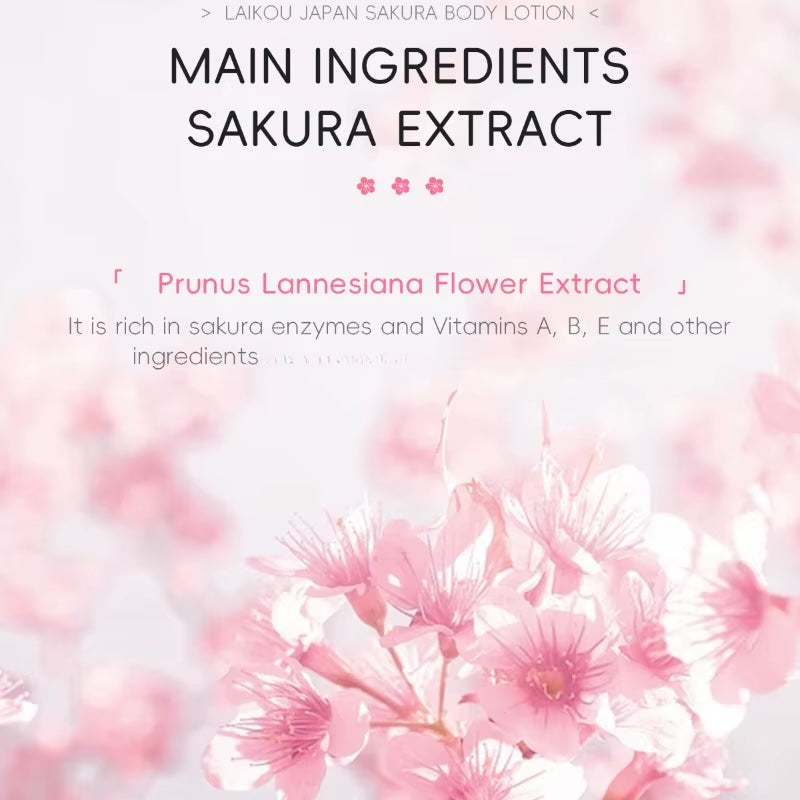LAIKOU Japan Sakura Cherry Blossom Body Cream – Deep Moisturizing Lotion for Smooth & Radiant Skin, 200g | Daily Skincare Essential & Holiday Gift Idea