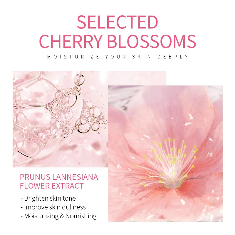 Lalkou Japan Sakura Gentle Cleansing Facial Cleanser Shrink Pores Deep Clean Oil Control Remove Blackhead Moisturizing Skin Care