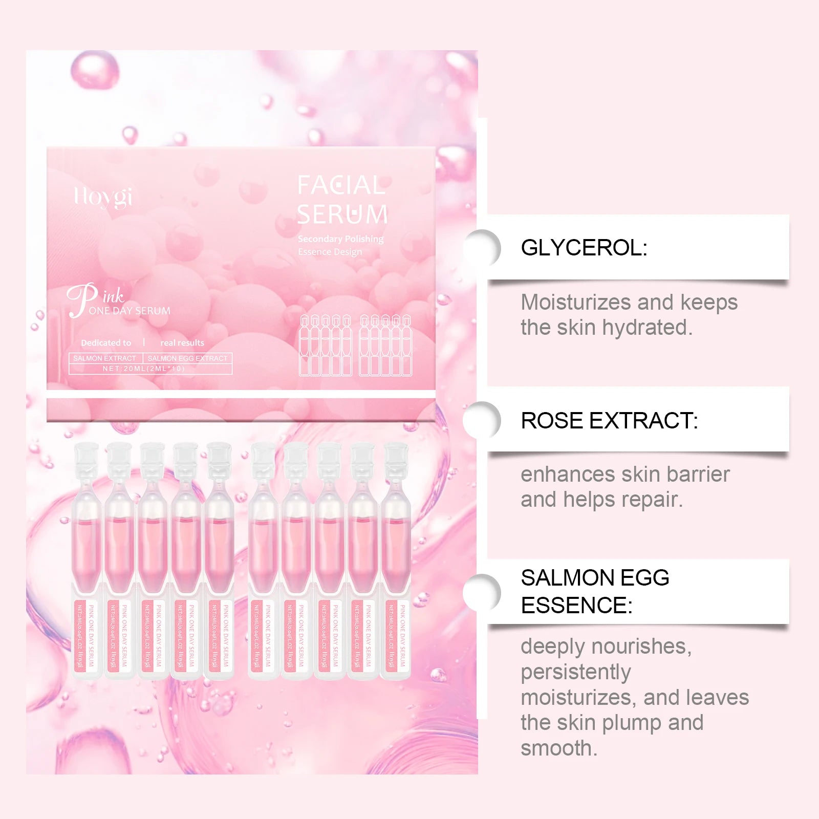 Hoygi Firming Hydrating Ampoule – Skin Tightening & Pore-Refining Essence for All Skin Types, 20ml