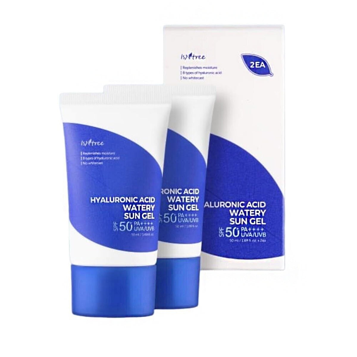 Isntree Hyaluronic Acid Watery Sun Gel SPF 50 PA++++ UVA/UVB Protection (2-Pack) – Lightweight & Hydrating Sunscreen, 50ml / 1.69 Fl.Oz. Each