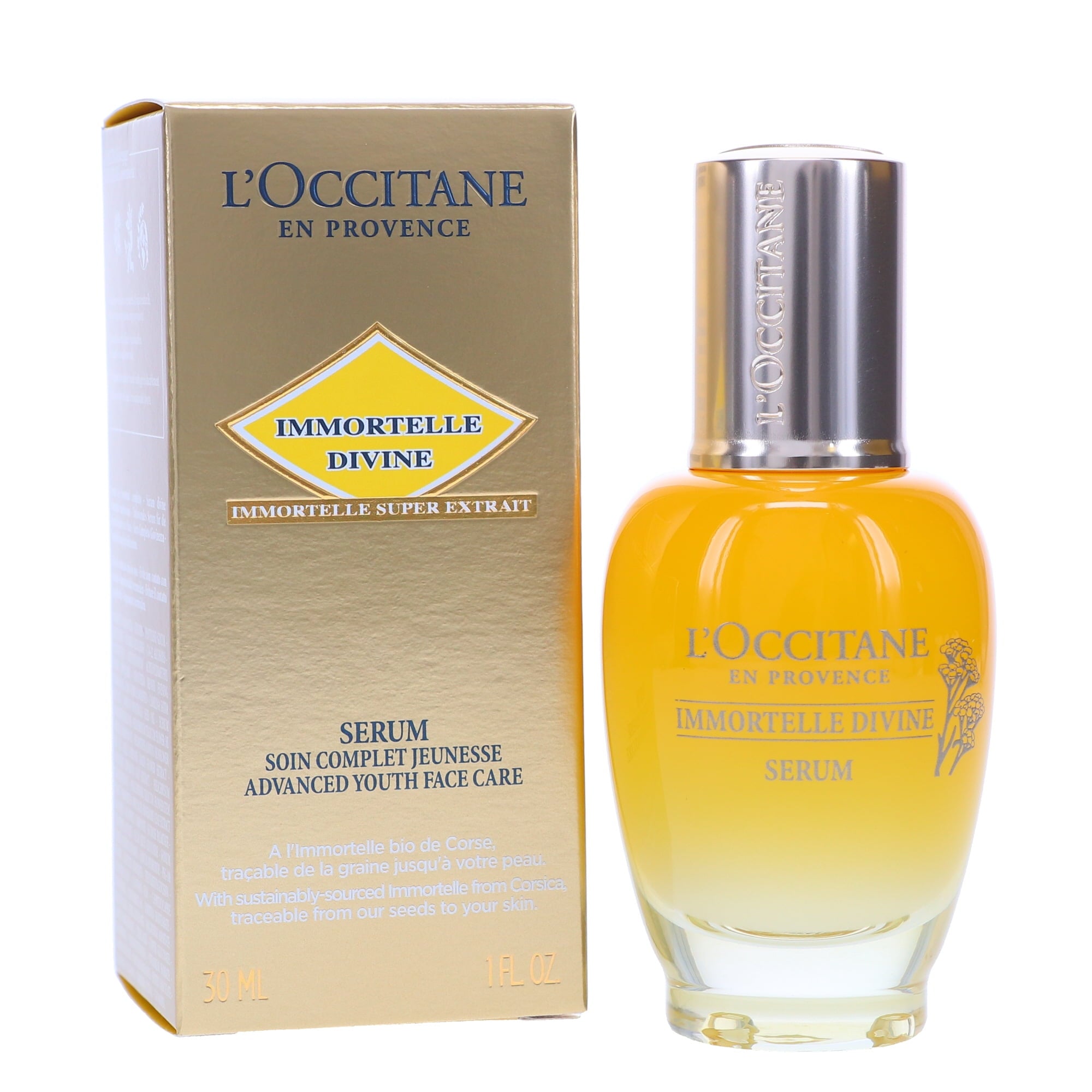 L’Occitane Immortelle Divine Serum – Advanced Anti-Aging Facial Serum with Immortelle Essential Oil, 1 oz