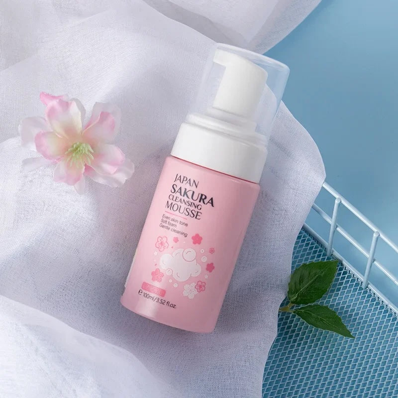 LAIKOU Japan Sakura Cherry Blossom Facial Cleanser Mousse – Gentle Foaming Face Wash for Women, 100ml