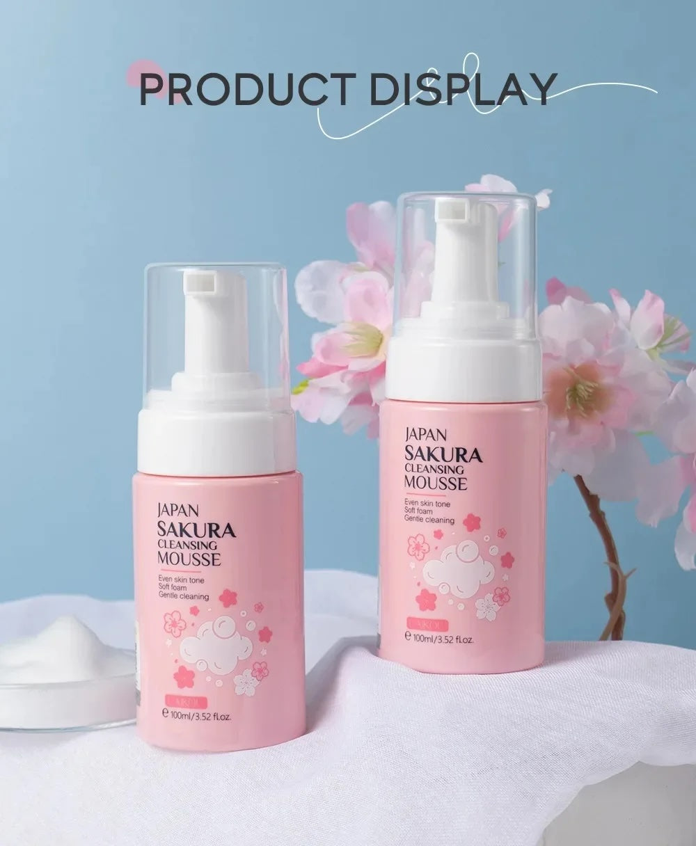 LAIKOU Japan Sakura Cherry Blossom Facial Cleanser Mousse – Gentle Foaming Face Wash for Women, 100ml