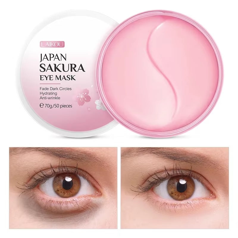 LAIKOU Japan Sakura Eye Mask Fade Dark Circles Hydrating Moisturizing Care Eyes Mask 50Pcs